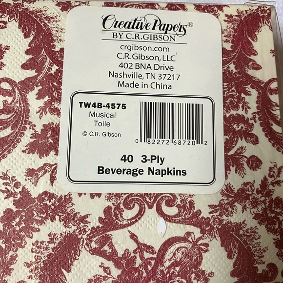 Beverage Napkins - Thanksgiving Holiday/ Musical Toile - Picture 2 of 3